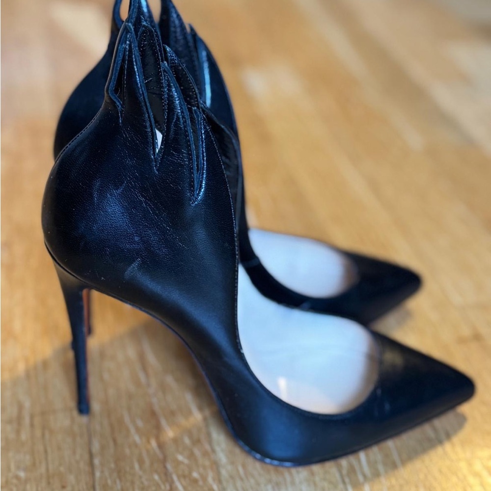 Christian Louboutin Black Heels with Dramatic Design - Picture 4 of 9